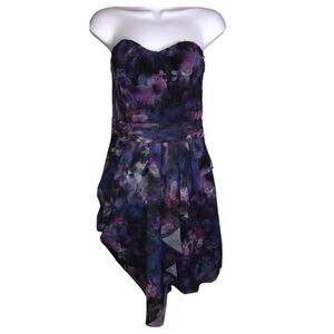 Guess Asymmetrical Floral Strapless Mini Dress Size 8